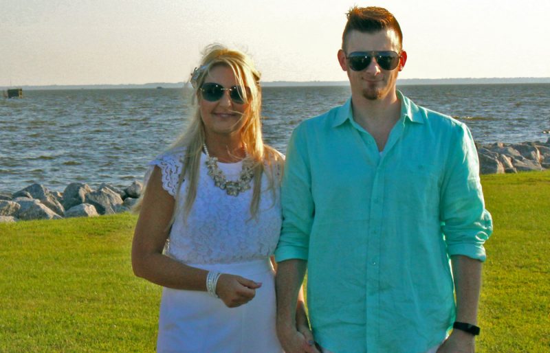 Wedding photograph-Bride and Groom at Currituck Sound